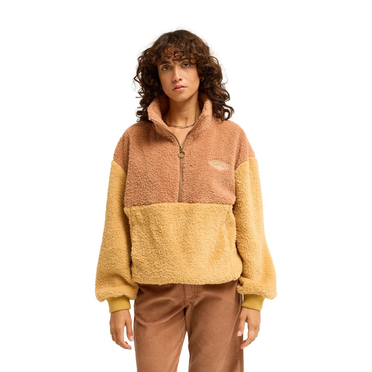 Polaire demi-zip TIME OFF jaune curry, BILLABONG