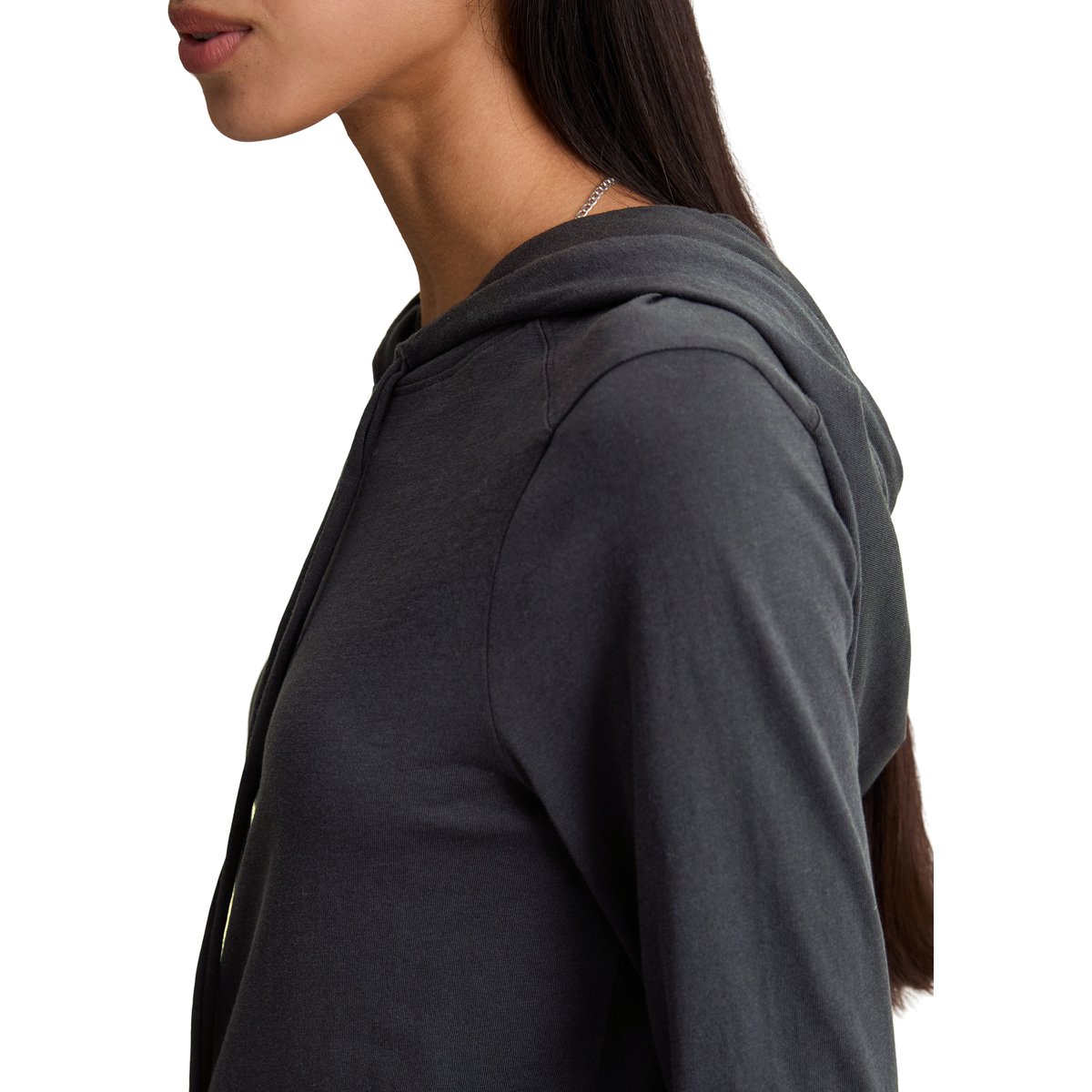 Longsleeve à capuche relaxed en single jersey doux bleu foncé, MARC O’POLO DENIM