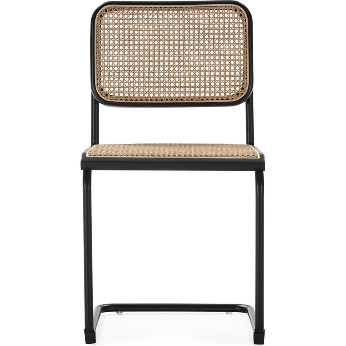 Chaise cannage rotin et bois de hêtre noir et naturel, RECOLLECTION
