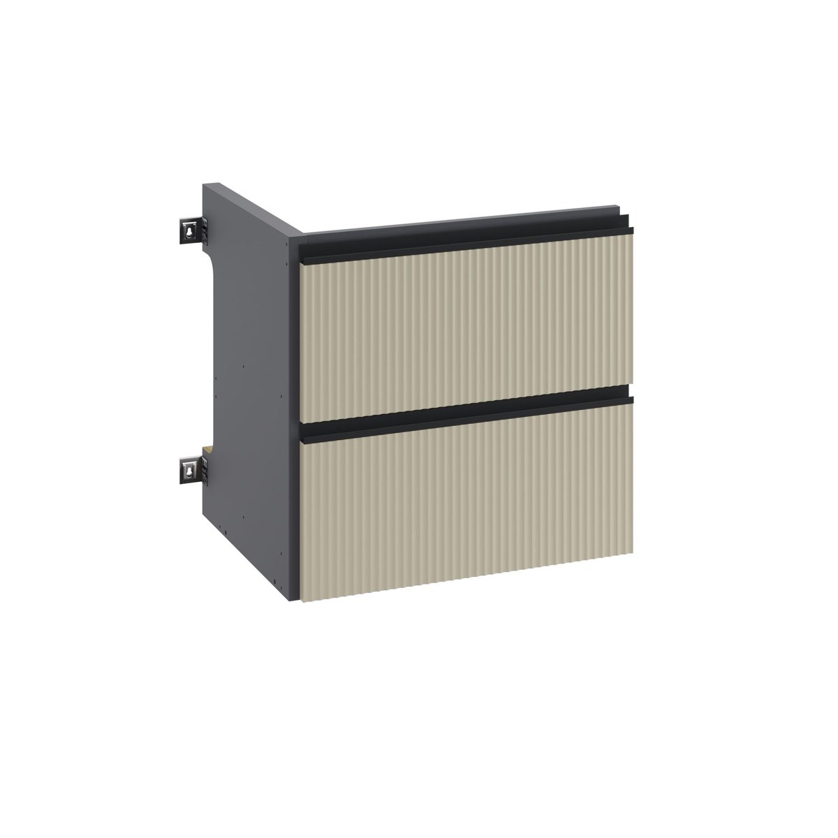 Meuble sous vasque, STUDIO beige rainuré, SENSEA