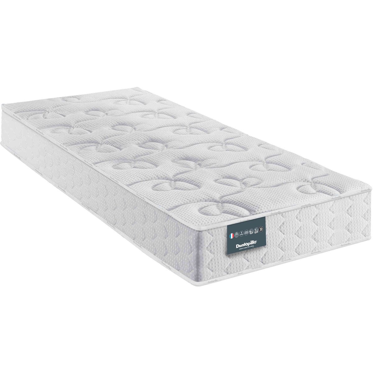 Matelas 100% latex très ferme, 20cm DAHLIA blanc, DUNLOPILLO