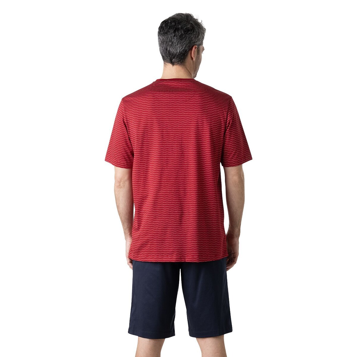 Pyjama court homme Mercerisé Eminence rouge/bleu marine, EMINENCE