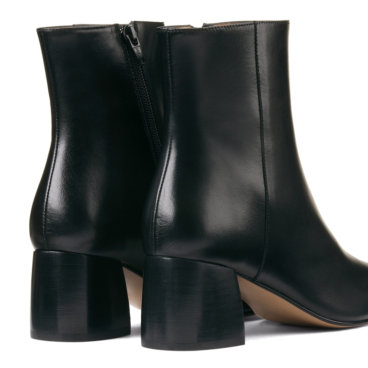 Boots à talon en cuir, Signature MARGUERITE noir, LA REDOUTE COLLECTIONS