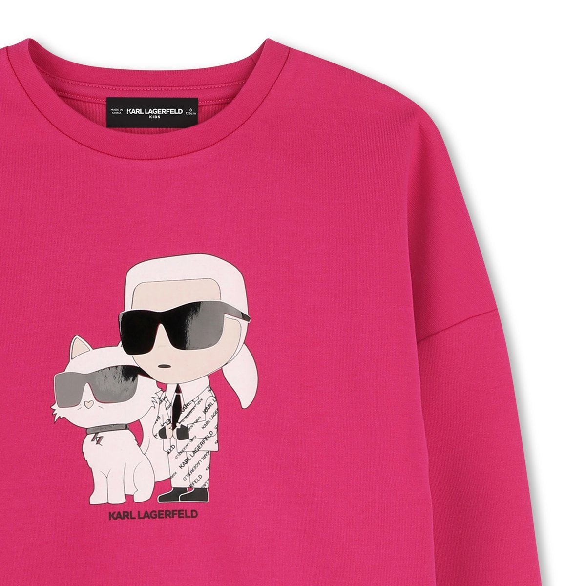 Sweat-shirt avec imprimé rose tagada, KARL LAGERFELD KIDS