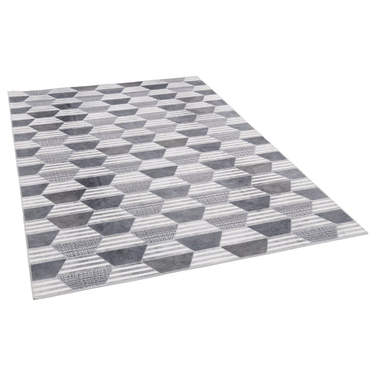 Tapis imprimé Serena, aspect cuir, plat gris multicolore, GINO FALCONE