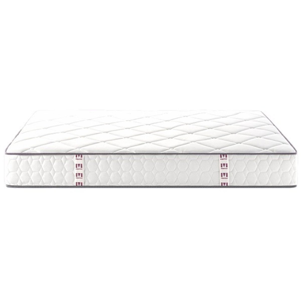 Ensemble matelas ressorts et mémoire de forme CHEER BED, sommier TWIST et pieds blanc, MERINOS