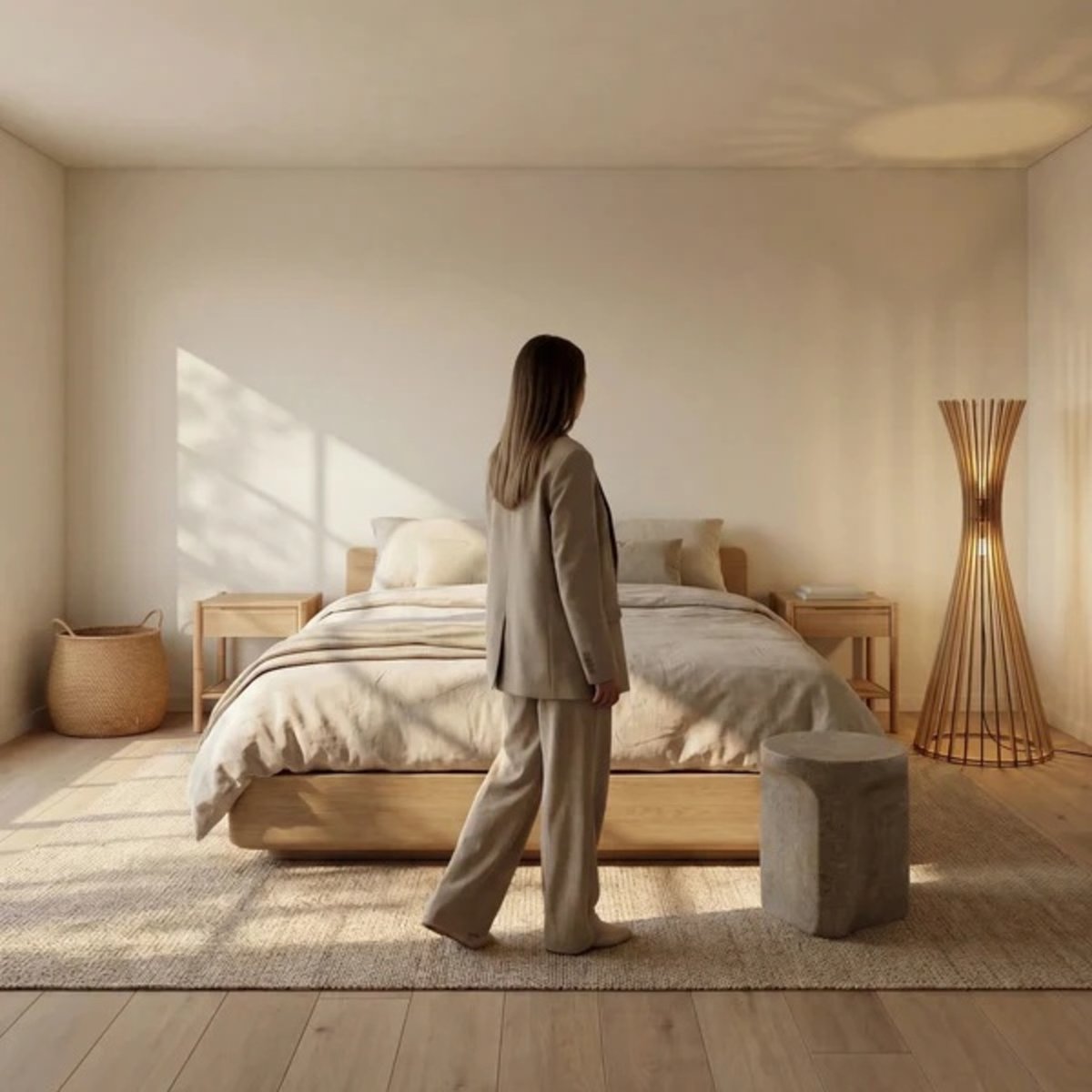 Lampadaire en bois de peuplier TIPI bois clair, ATELIER LOUPIOTE