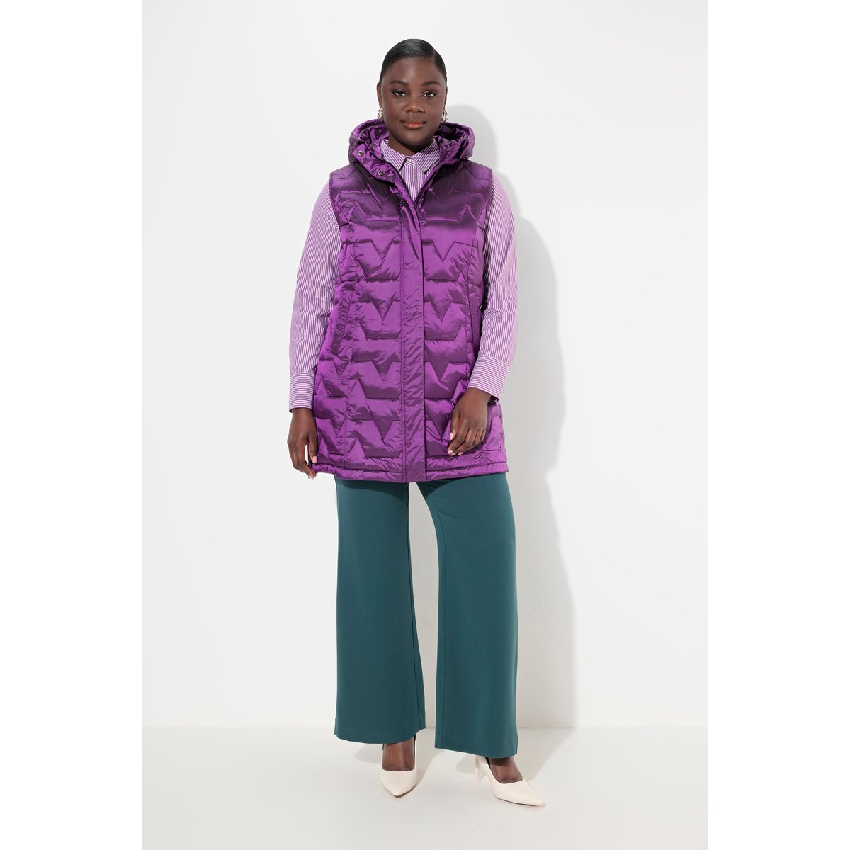 Gilet matelassé sans manches, aspect duvet magenta, ULLA POPKEN
