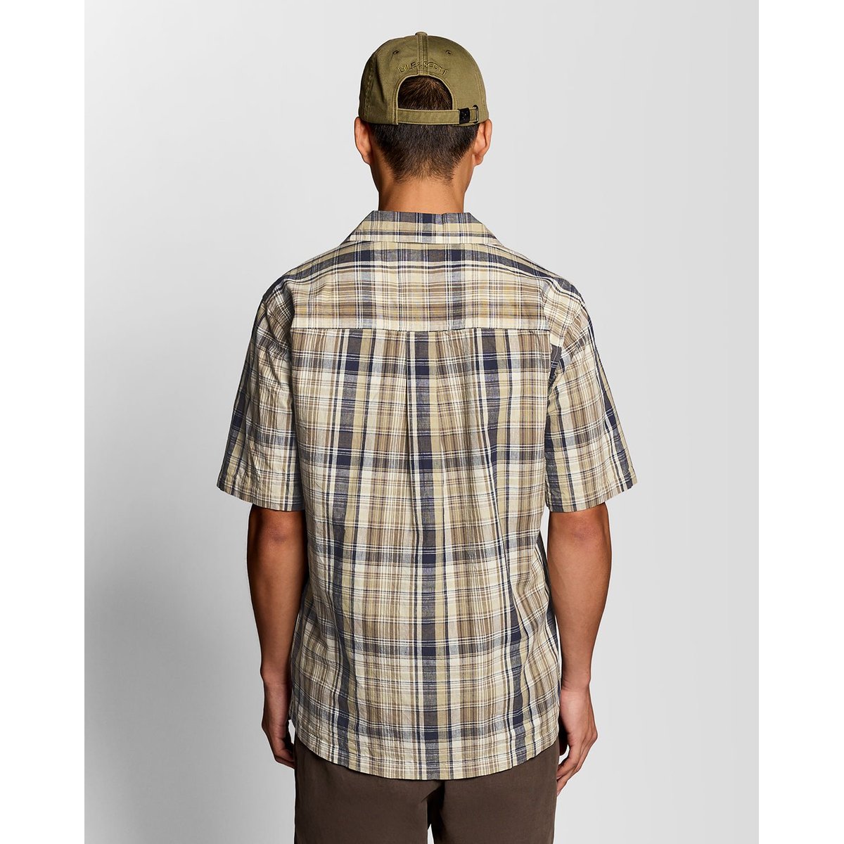 Chemise manches courtes en lin à carreaux vert herbe, LYLE & SCOTT
