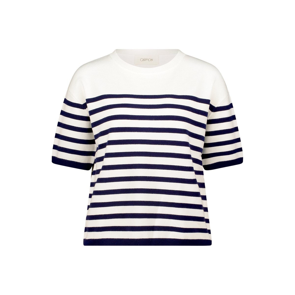Pull-over en maille à encolure ronde blanc/bleu, CARTOON