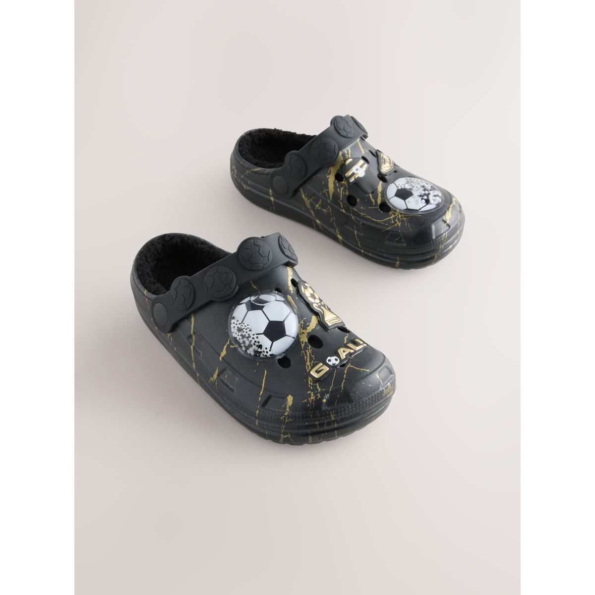 Chaussons style sabots fourrés noir, NEXT