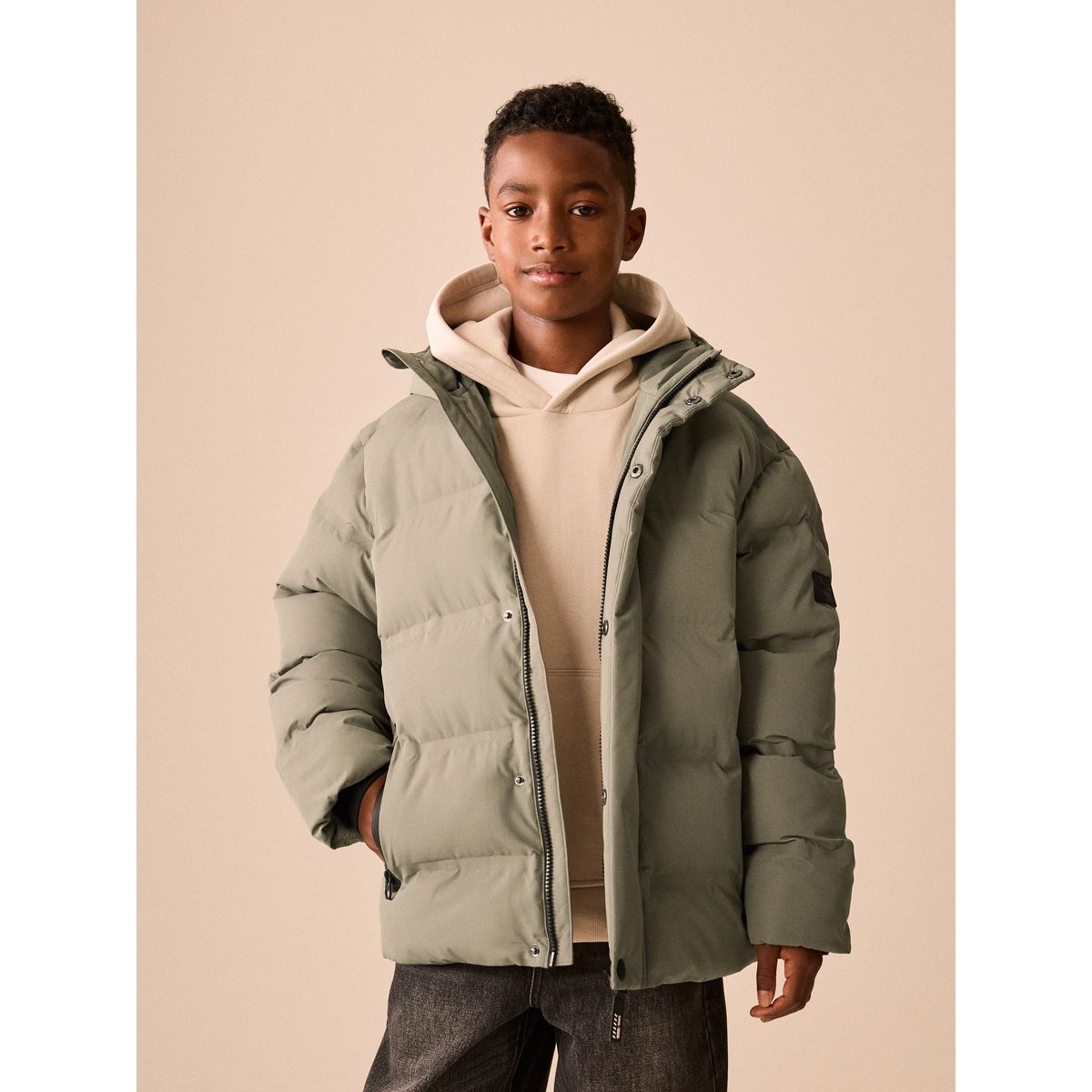 Manteau matelassé imperméable vert kaki, NEXT