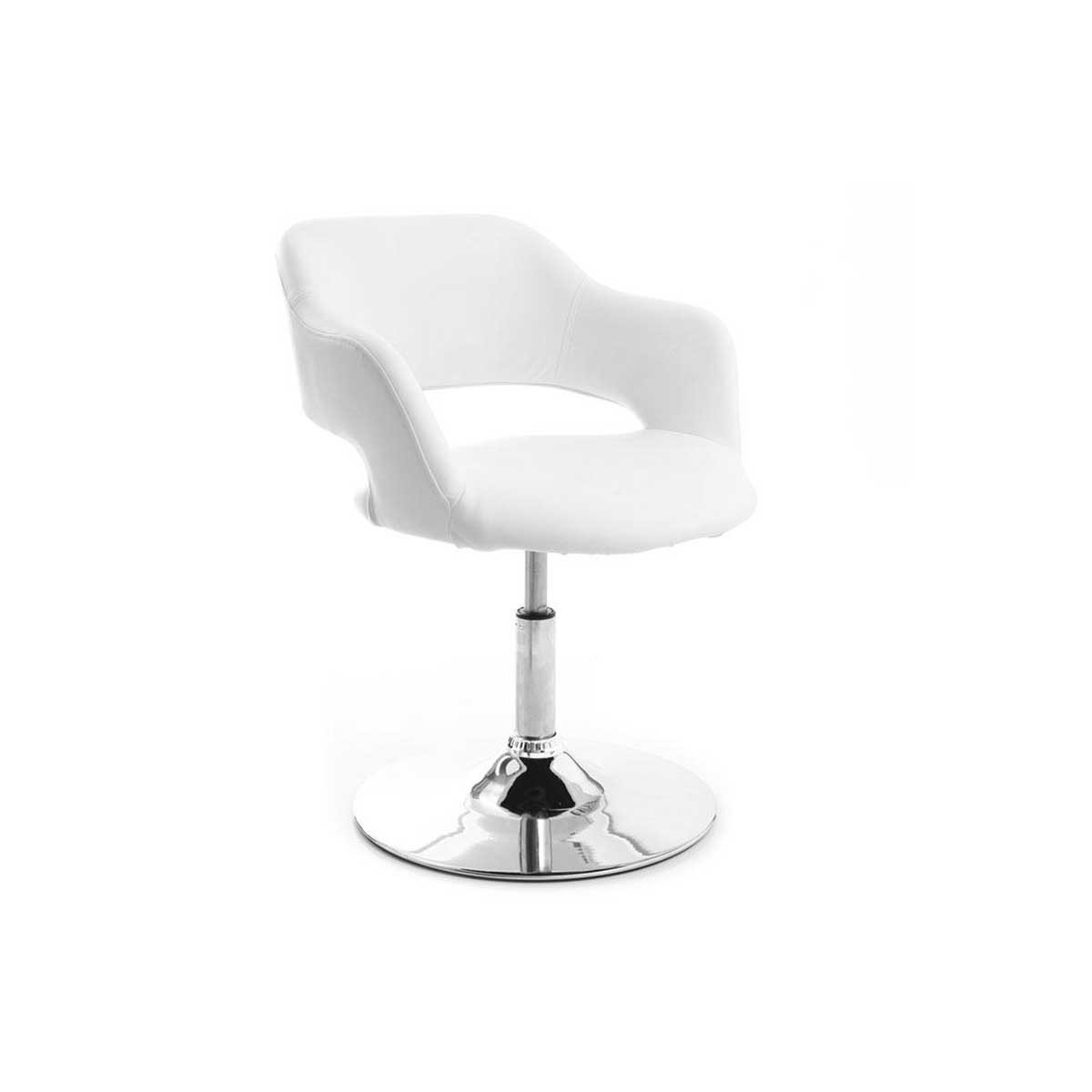 Fauteuil pivotant design blanc et acier chromé JESSY blanc, MILIBOO