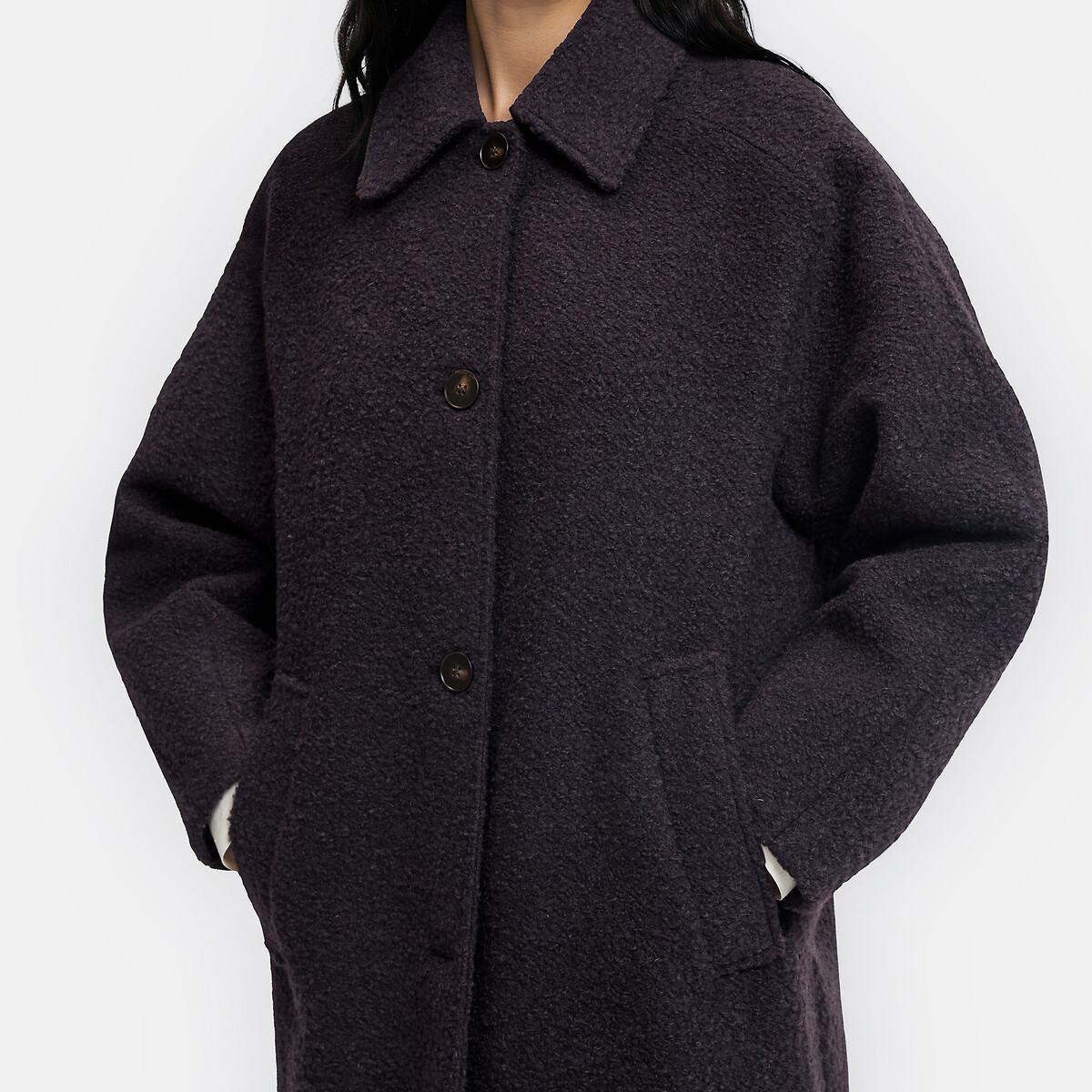 Manteau long en bouclette violet foncé, LA REDOUTE COLLECTIONS