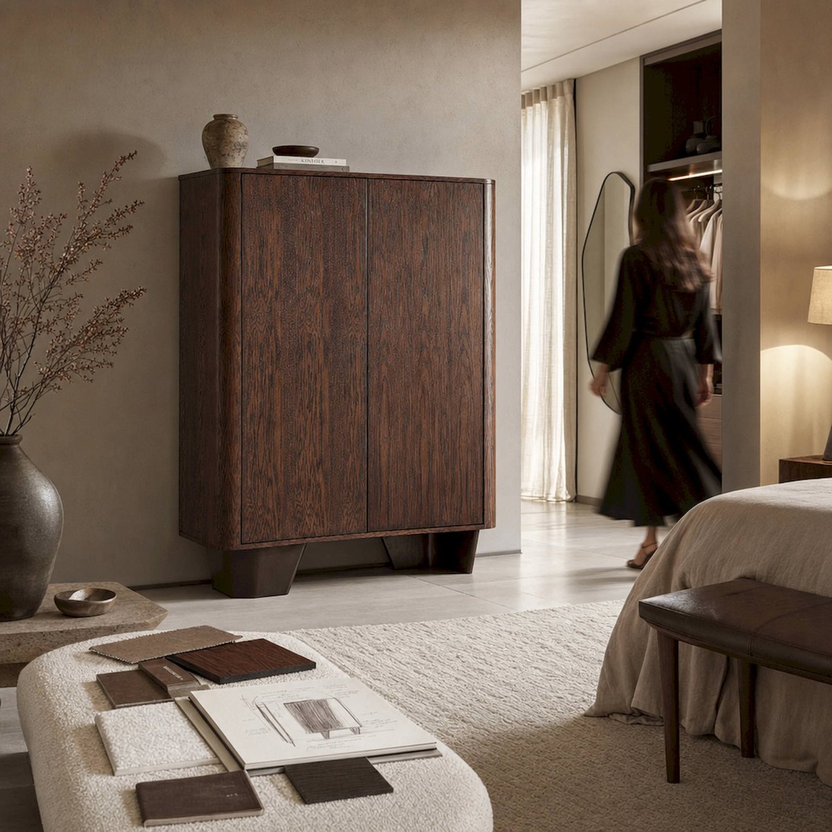 Armoire en bois collection S.BOURNEL marron et bronze, RECOLLECTION