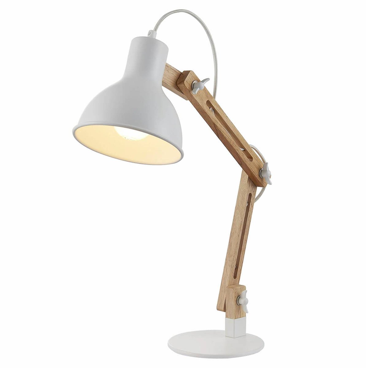 Lampe à poser en bois moderne, Shivanja blanc, frêne, LINDBY
