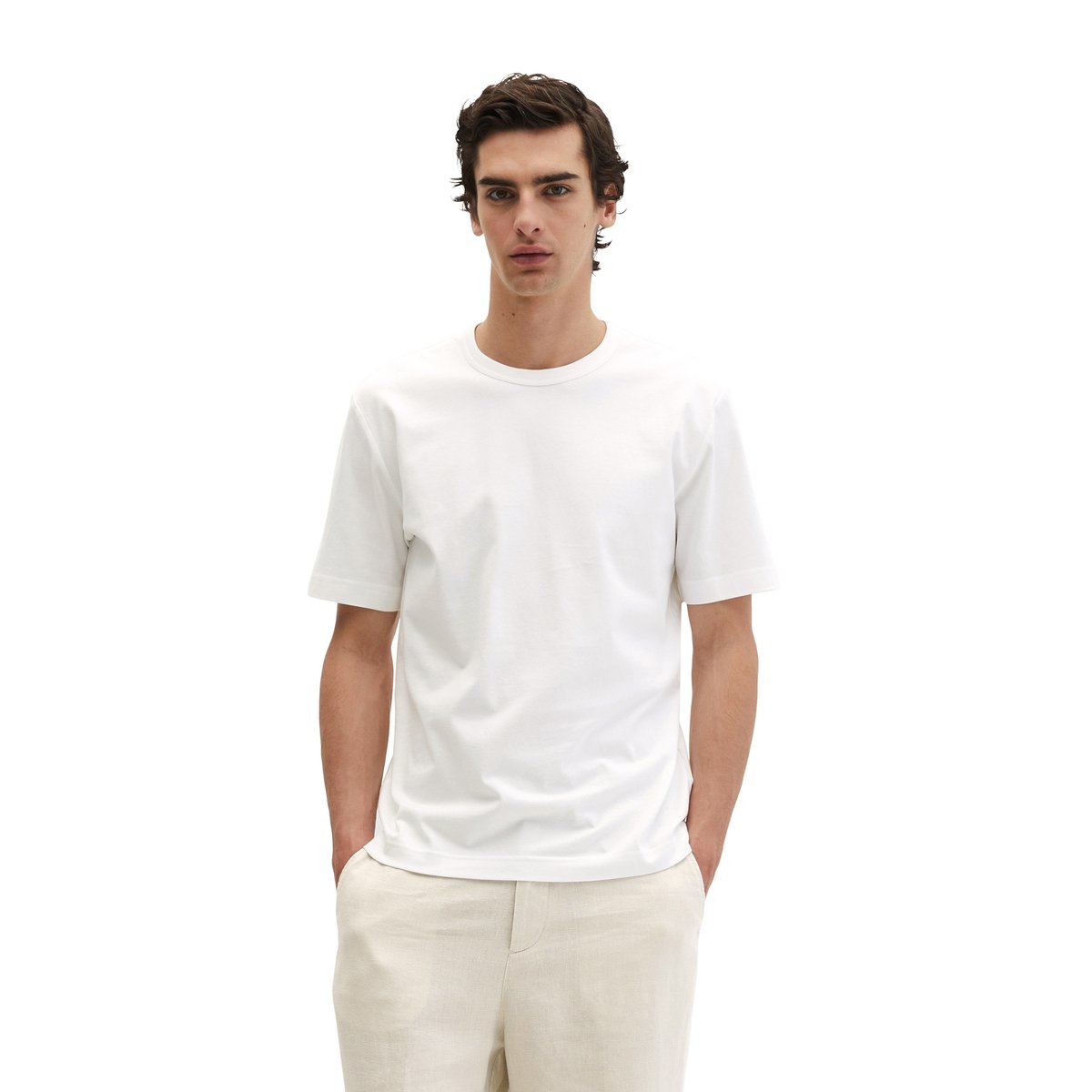 T-shirt regular en coton bio de qualité supérieure blanc, MARC O'POLO
