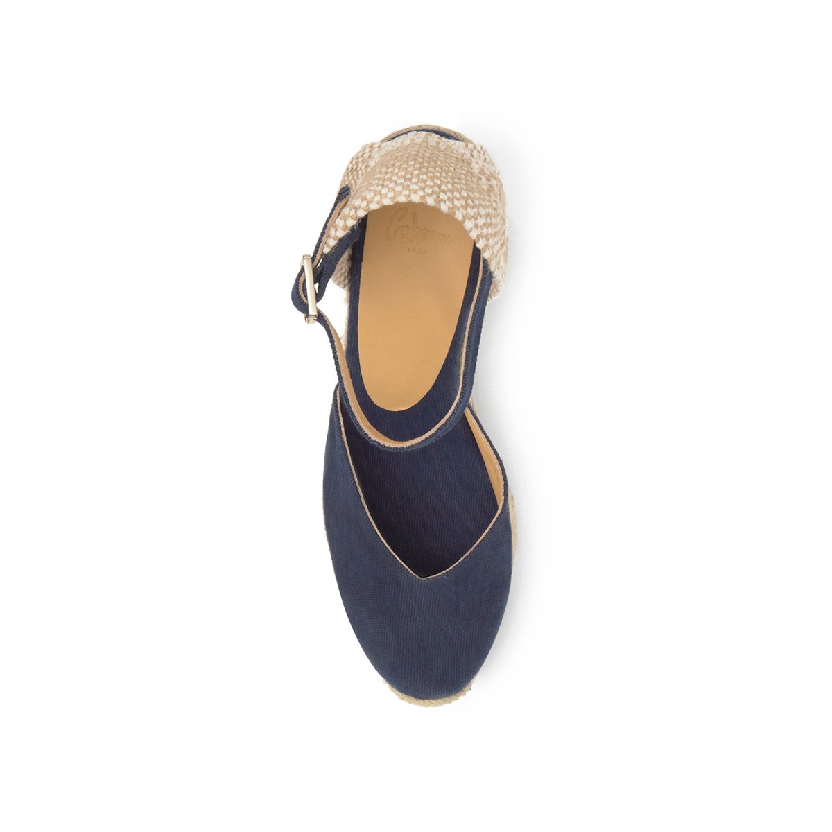 Espadrilles compensées à plateforme tressée CHIARITA EXTRA PLATFORM bleu foncé, CASTANER