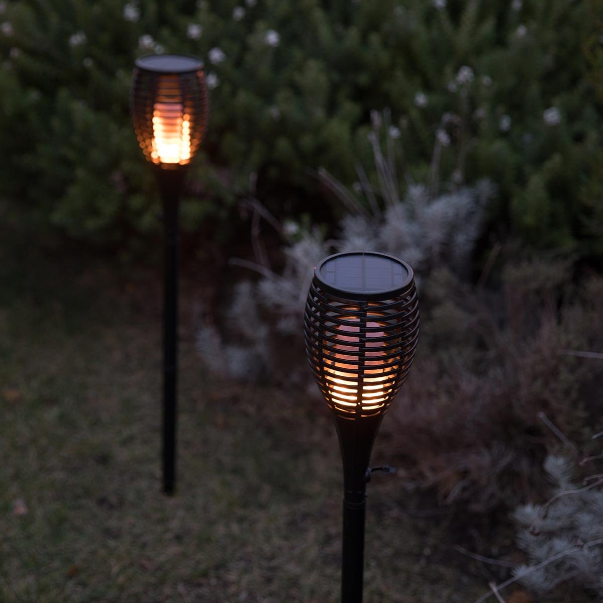 Lot de 2 torches effet flamme 2x MINI MAITY SUN noir, LUMISKY