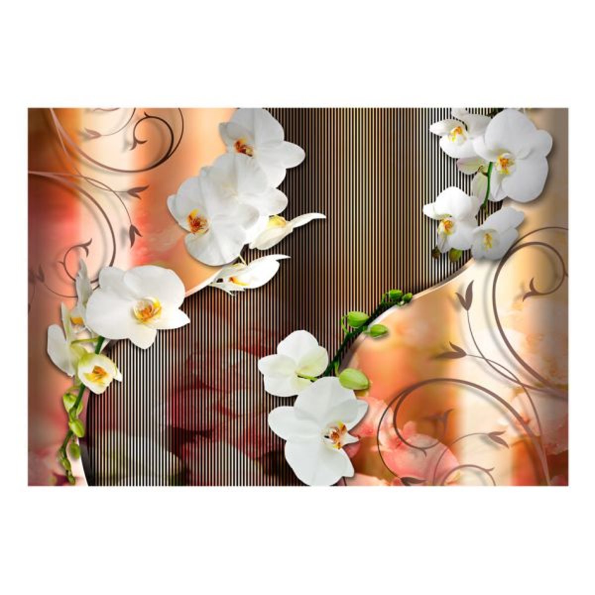 Papier peint intissé panoramique Fleurs Orchid orange / cuivré, EDEN