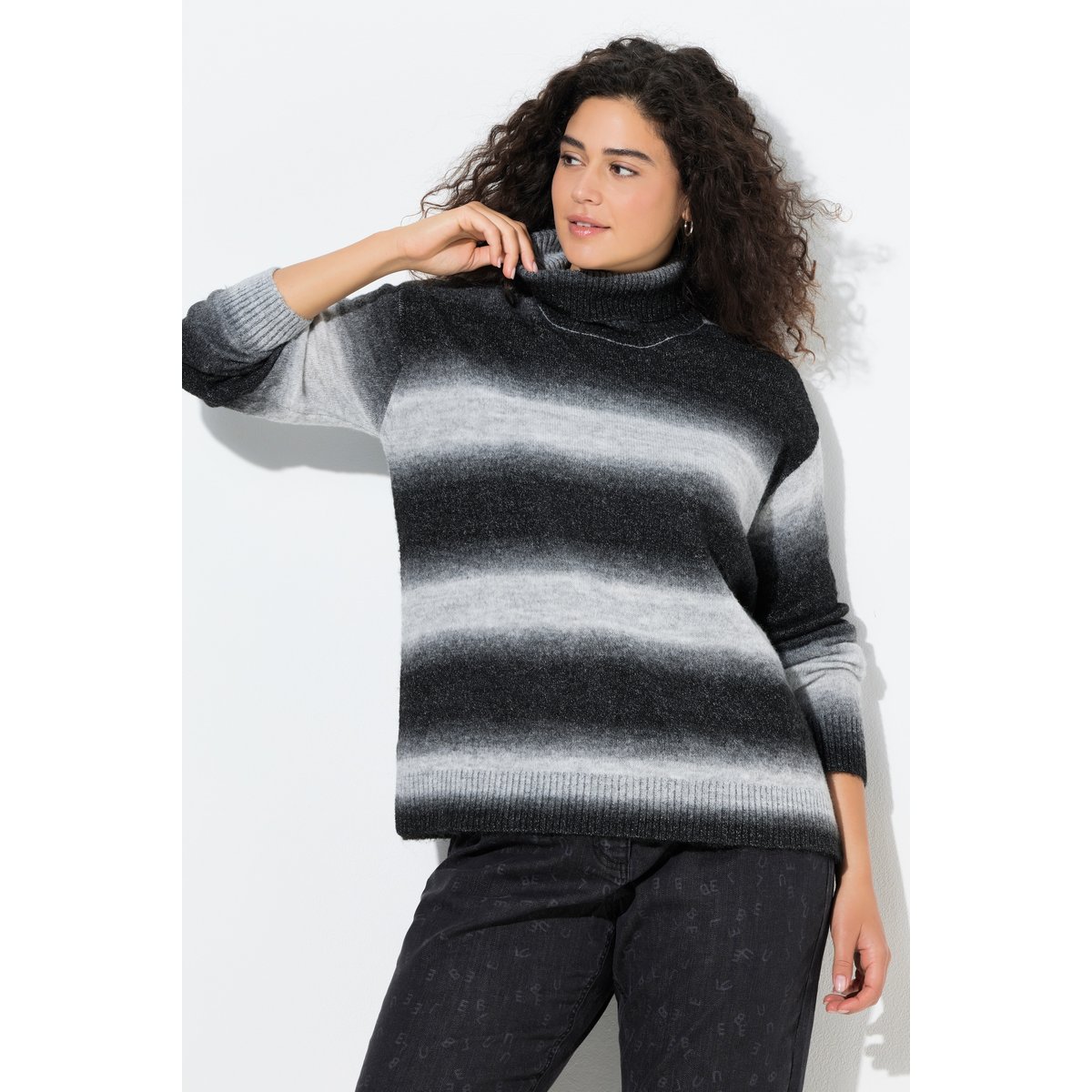 Pull à col montant et manches longues gris graphite, ULLA POPKEN