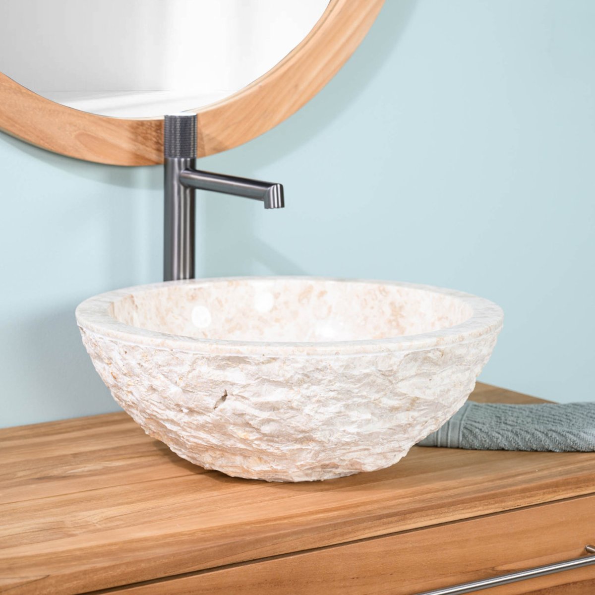 Vasque à poser en marbre ronde 40cm ROME crème, WANDA COLLECTION