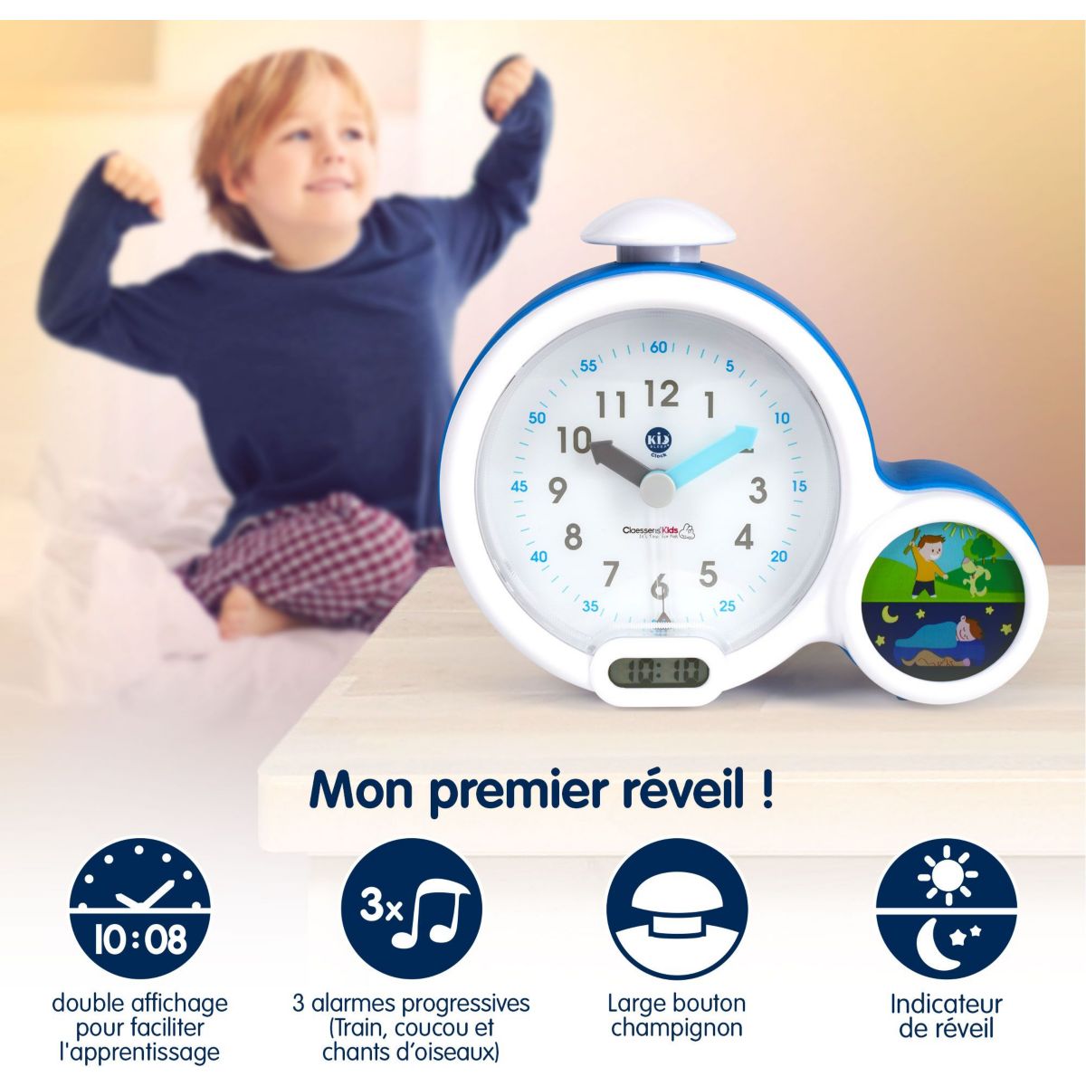 Réveil éducatif Kid'Sleep Clock blanc, rose, PABOBO