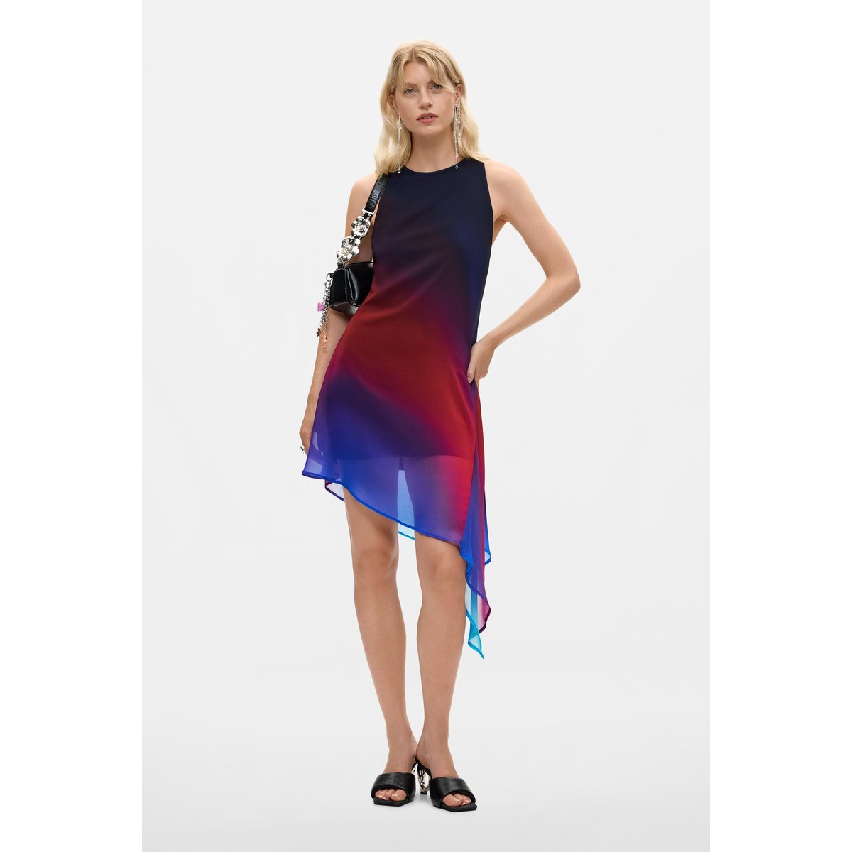 Robe asymétrique sans manches bleu, DESIGUAL