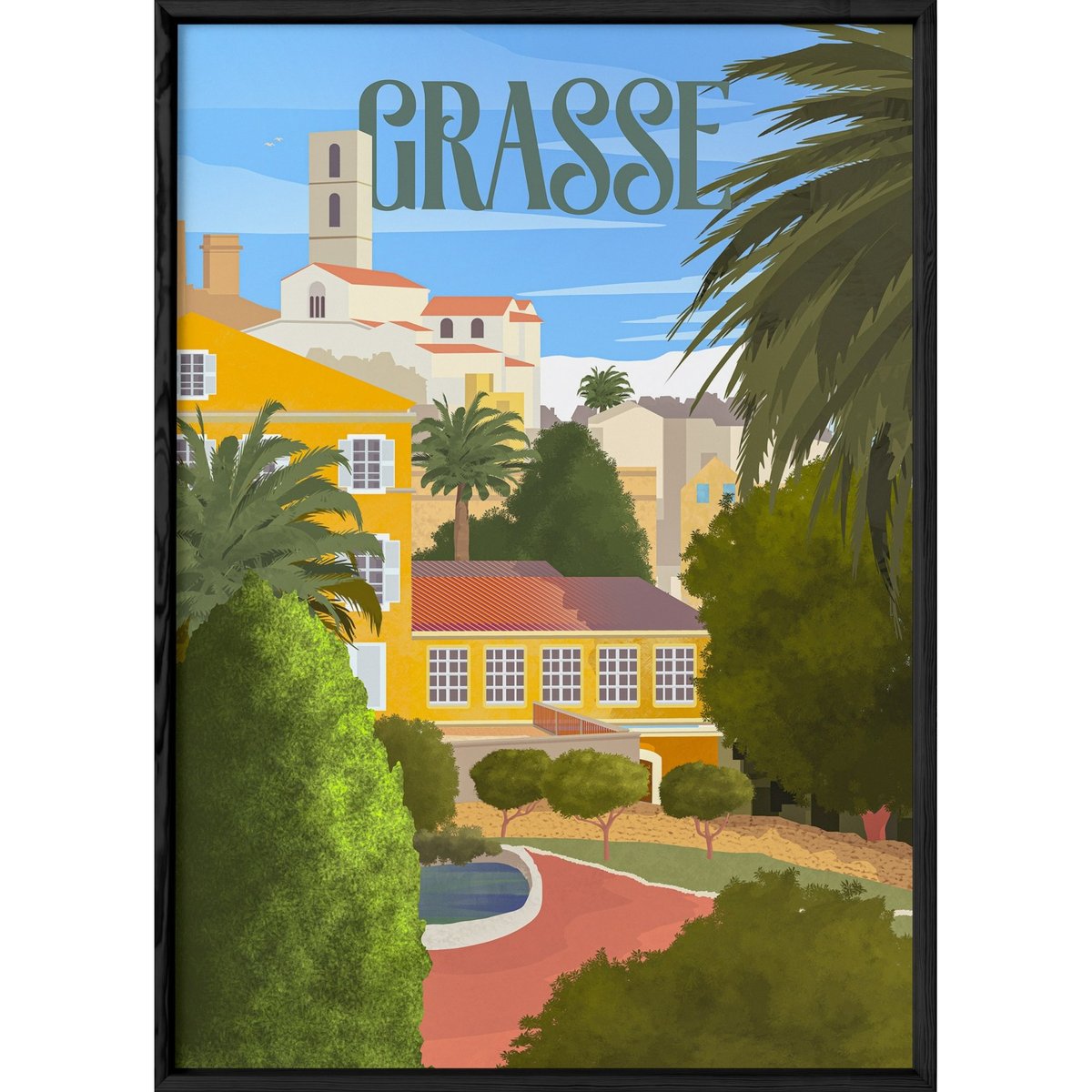 Poster ville Grasse blanc, L'AFFICHERIE