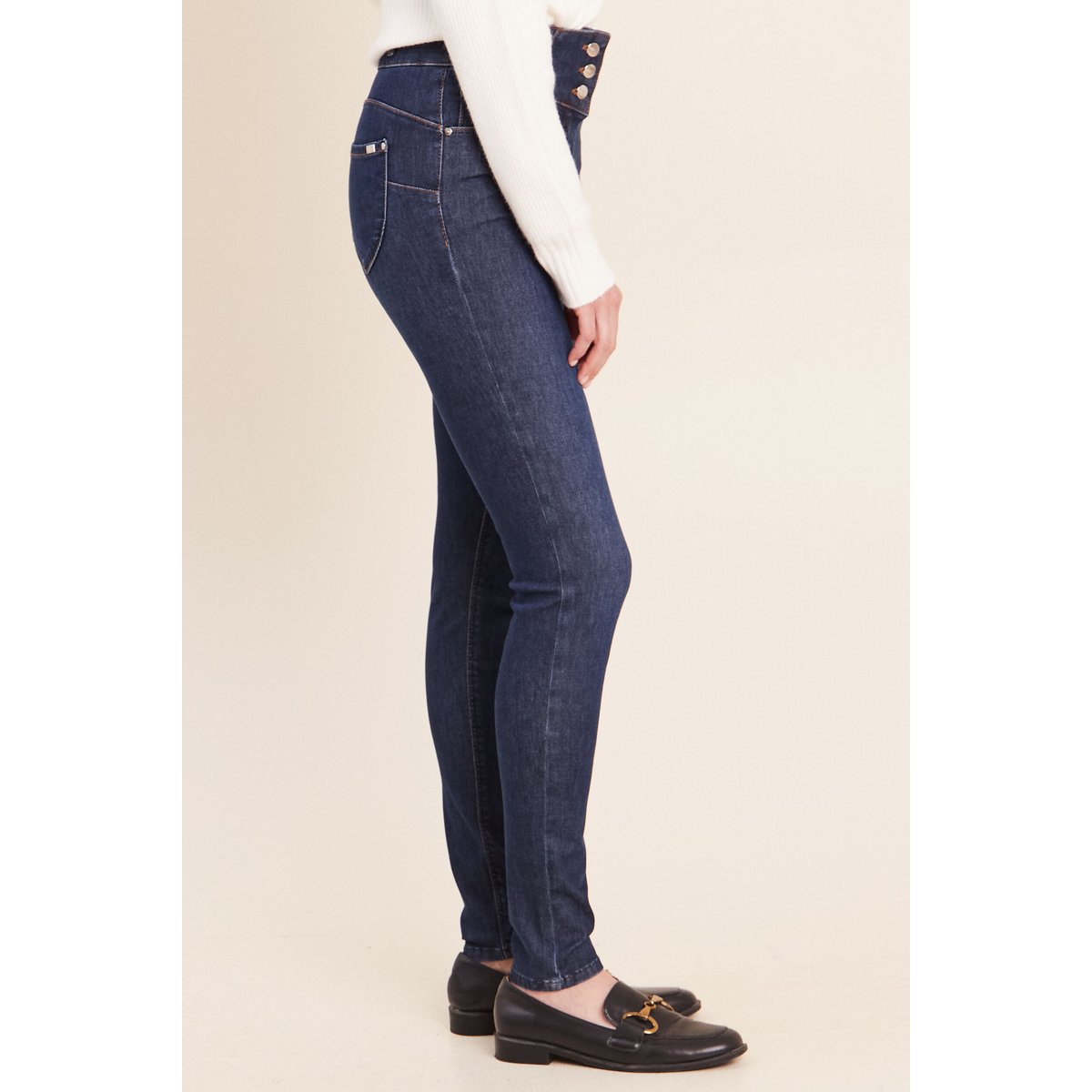 Jean ajusté taille haute stretch denim brut, BREAL