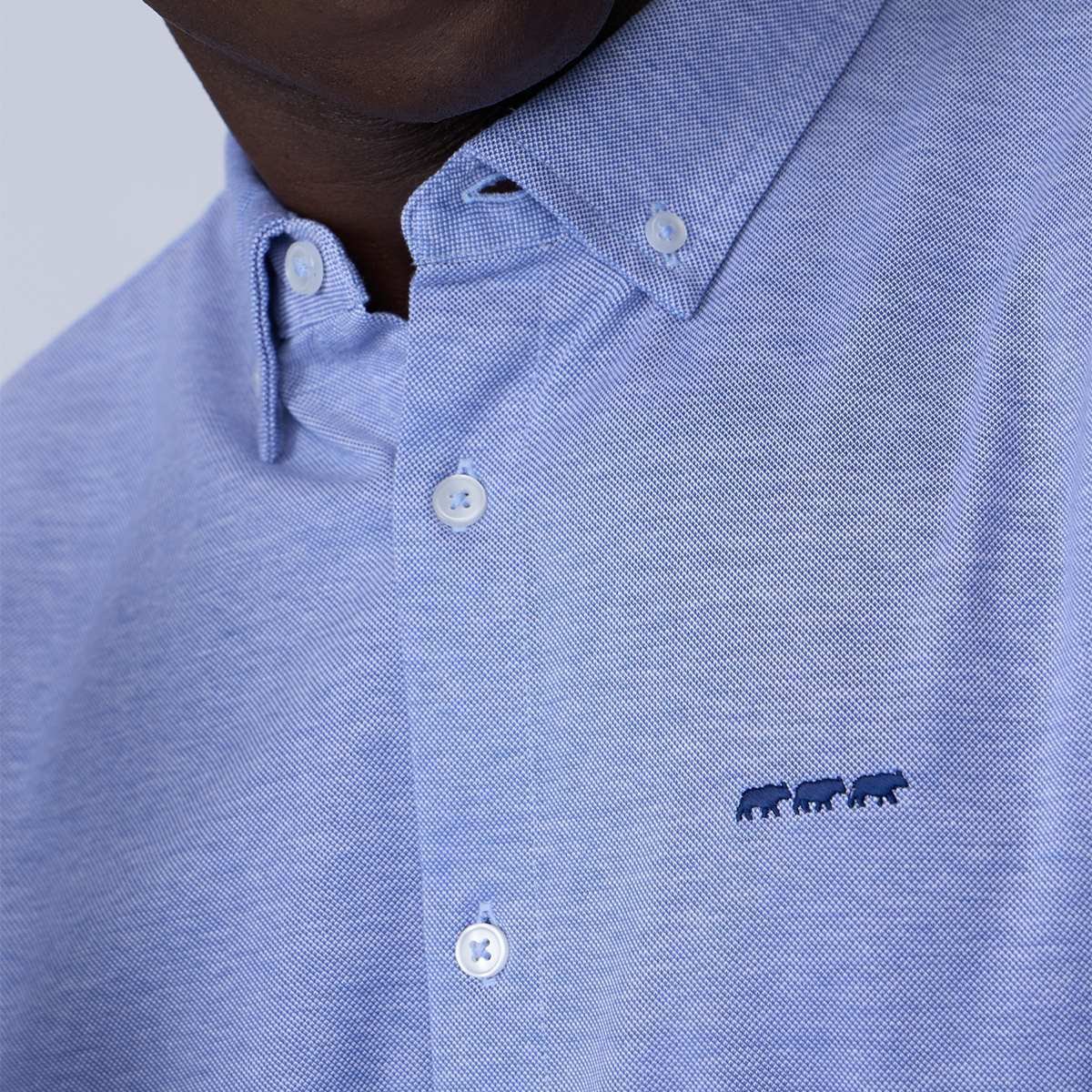 Chemise maille piquée bleu ciel, MISE AU GREEN