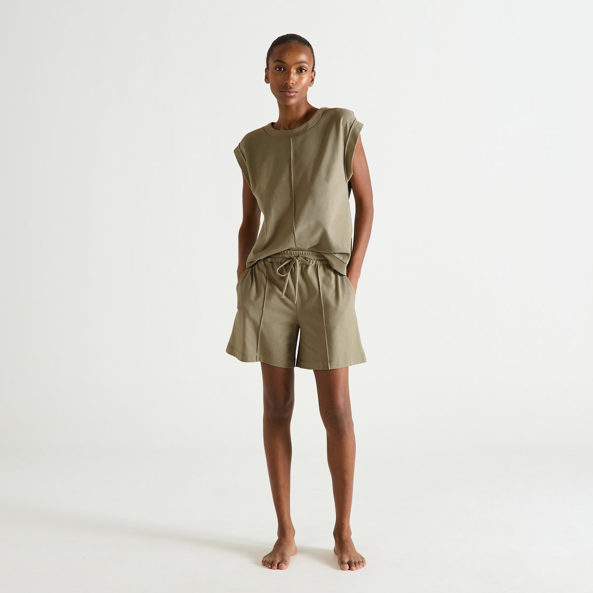 Short en coton BERTILLE kaki, LAURENCE TAVERNIER