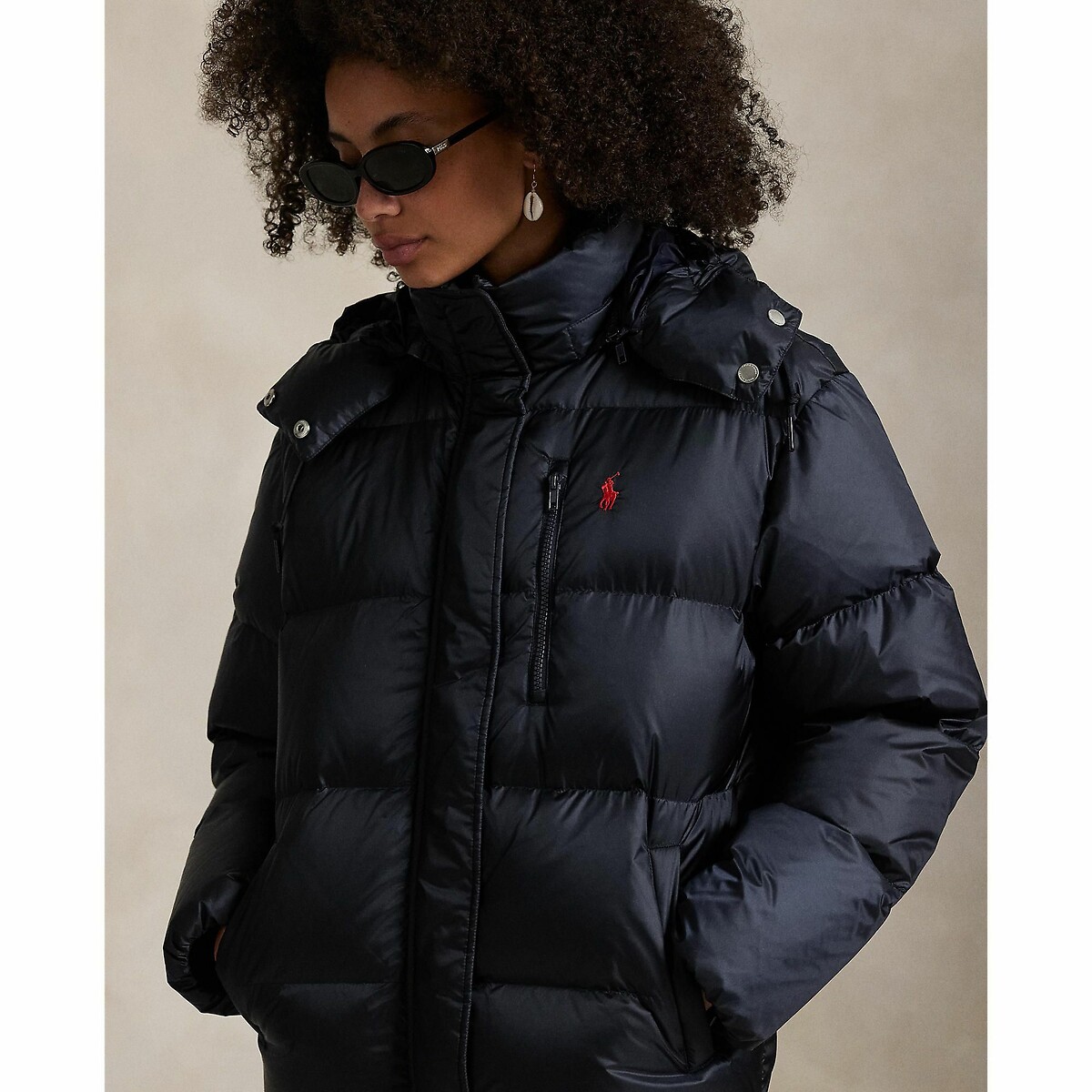 Doudoune courte à capuche marine, POLO RALPH LAUREN