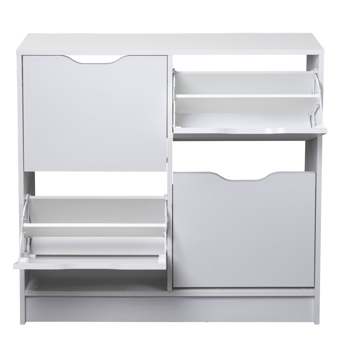Meuble à chaussures 4 abattants en bois - MC12026 blanc, TERRE DE NUIT