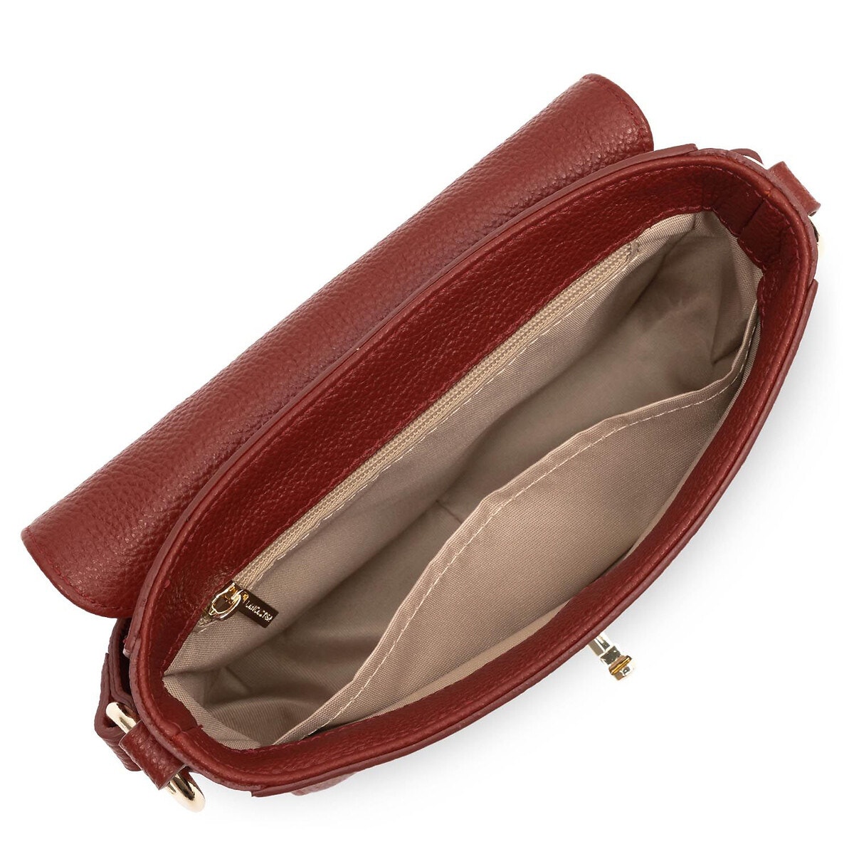 Sac À Bandoulière En Cuir Grainé Milano rouge carmin, LANCASTER