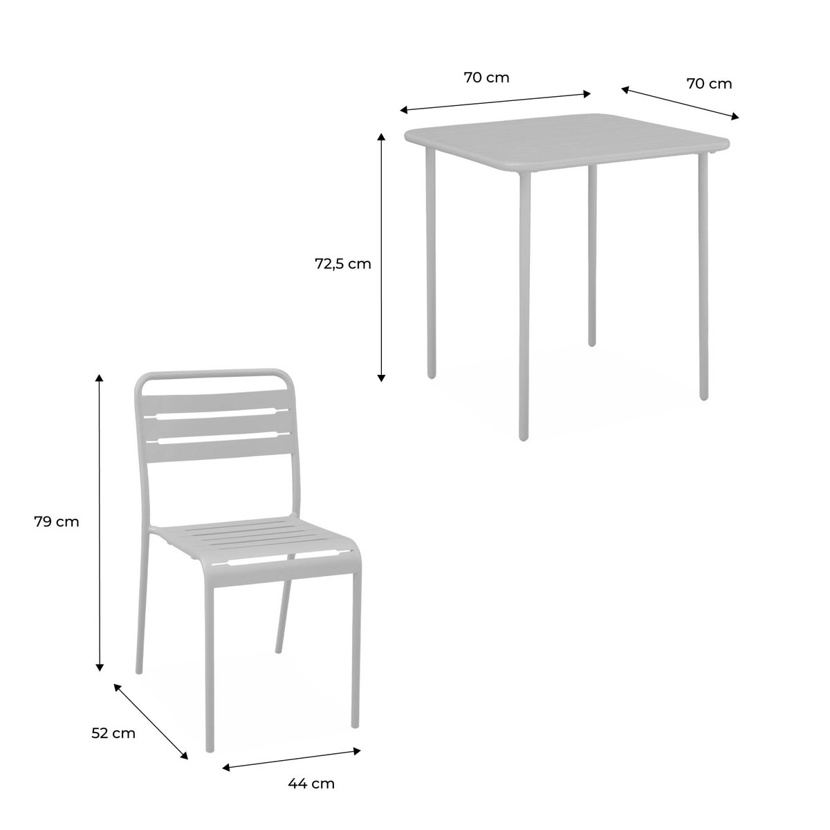 Table de jardin métal + 2 assises AMELIA terracotta, SWEEEK