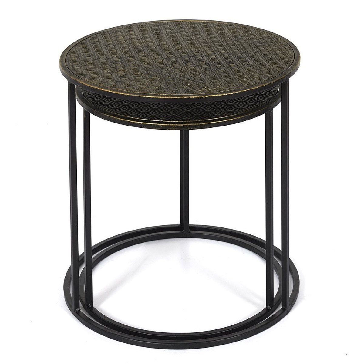 Lot de 2 tables d'appoint gigognes métal noir, DECORATIE