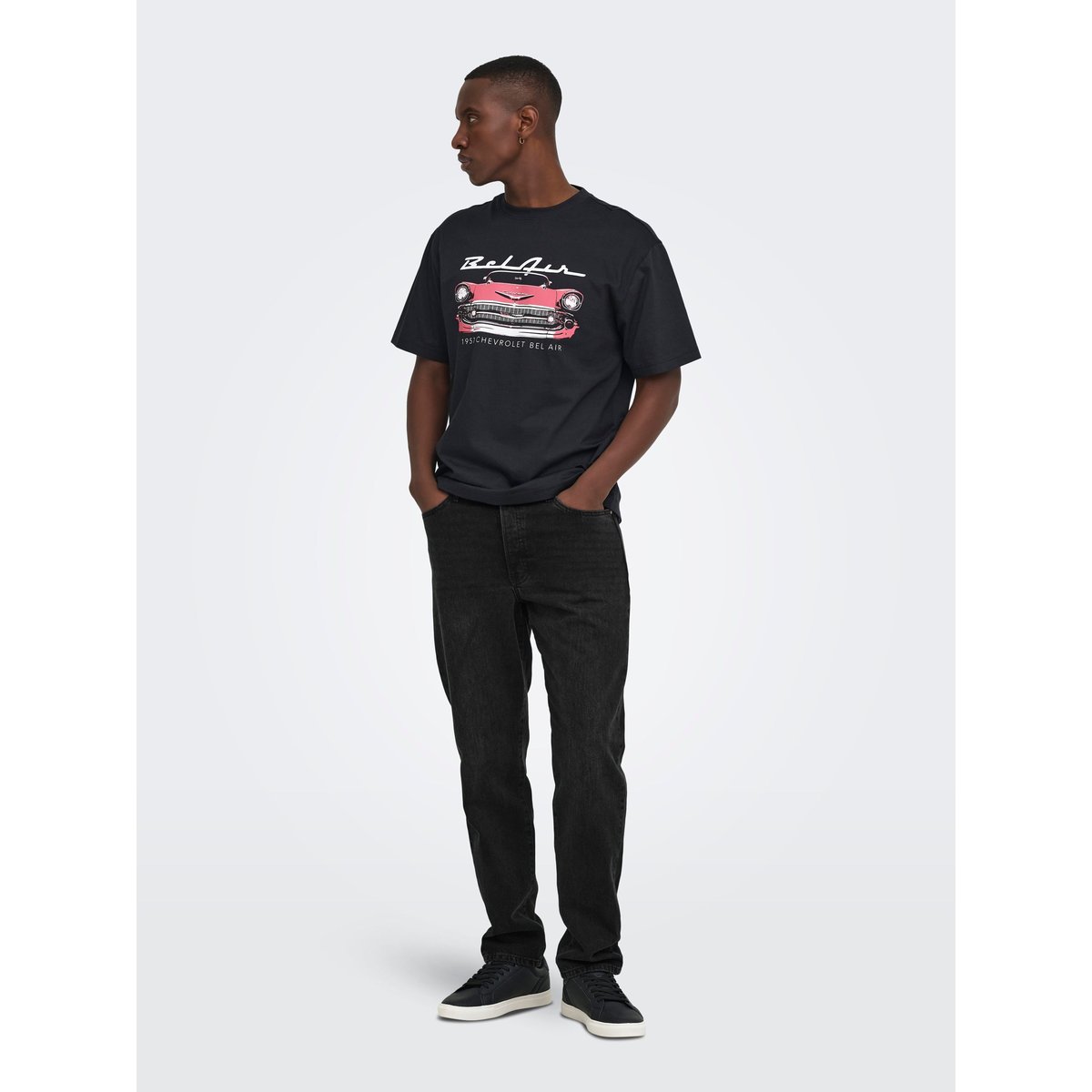 Jean À Coupe Ample noire - washed black 1, ONLY & SONS
