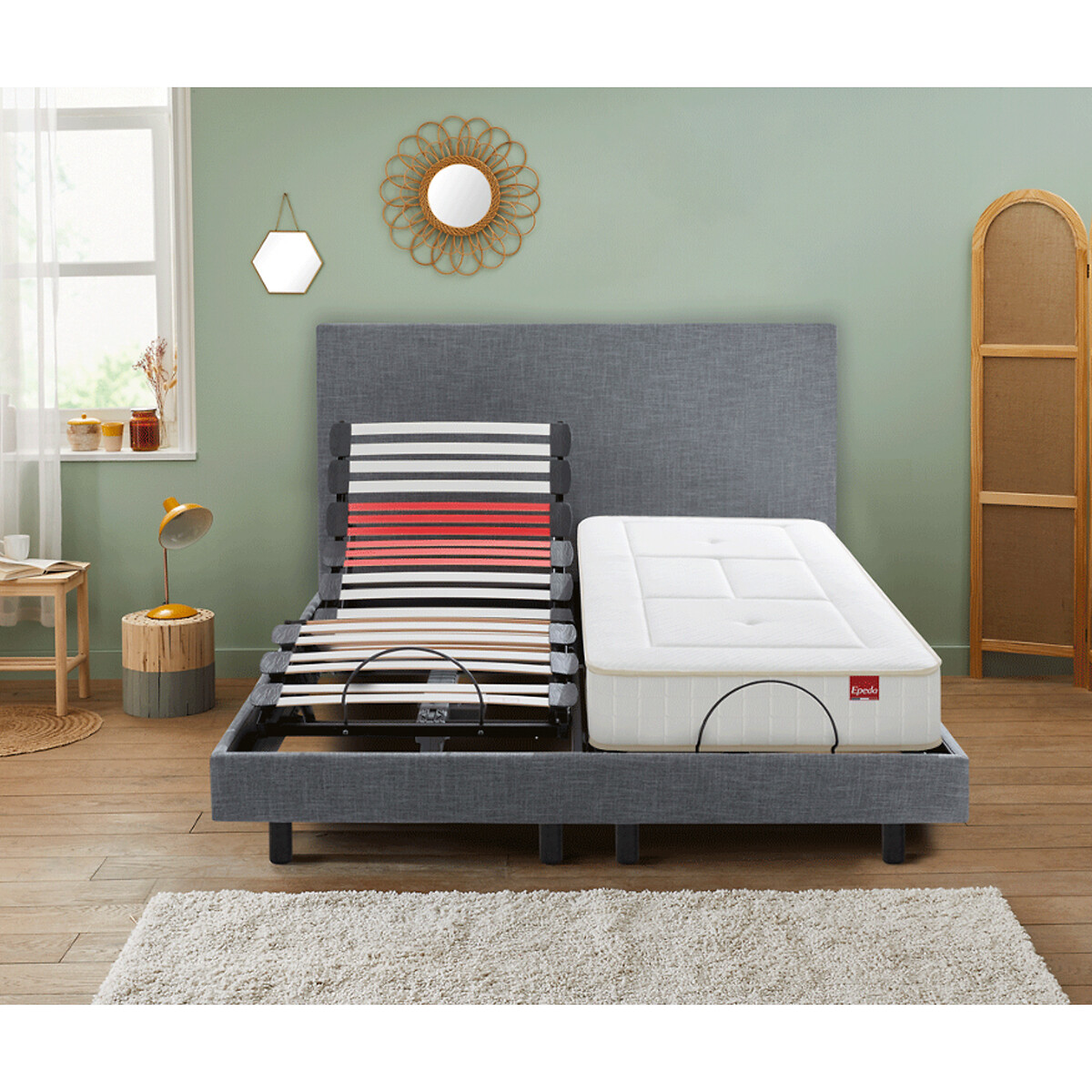 Sommier de relaxation électrique Horizon chiné gris, EPEDA