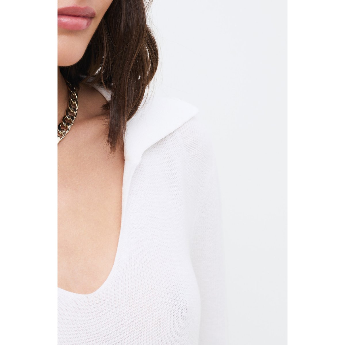 Pull droit col v MAIWEN blanc, CAROLL