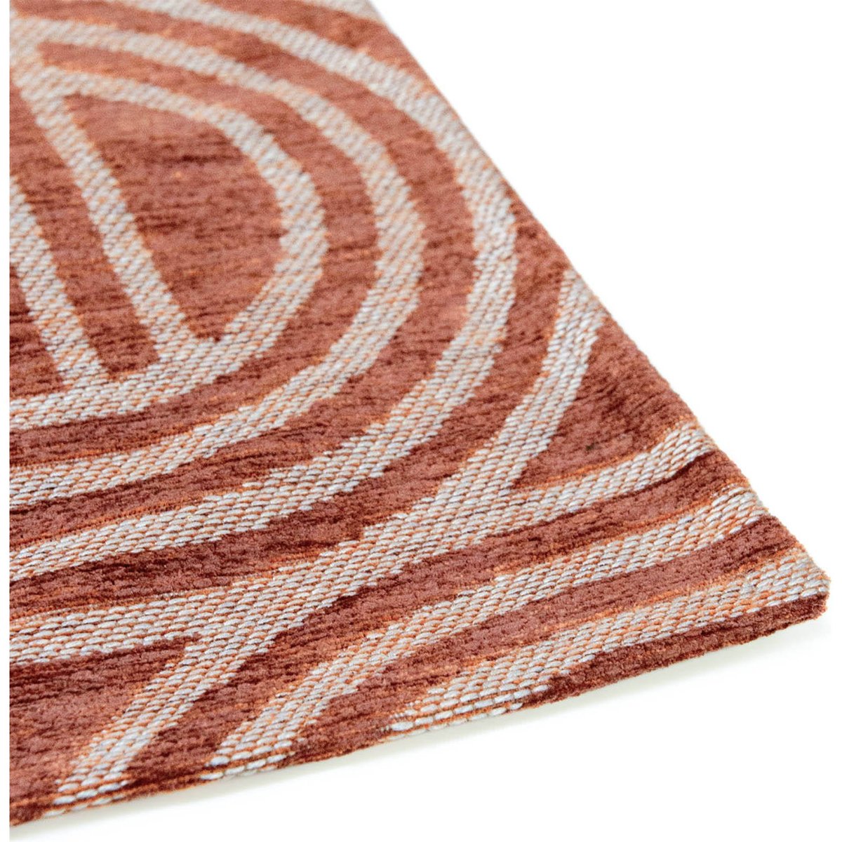 Tapis intérieur extérieur, DISCO rouge terracotta à motif gris clair, RECOLLECTION