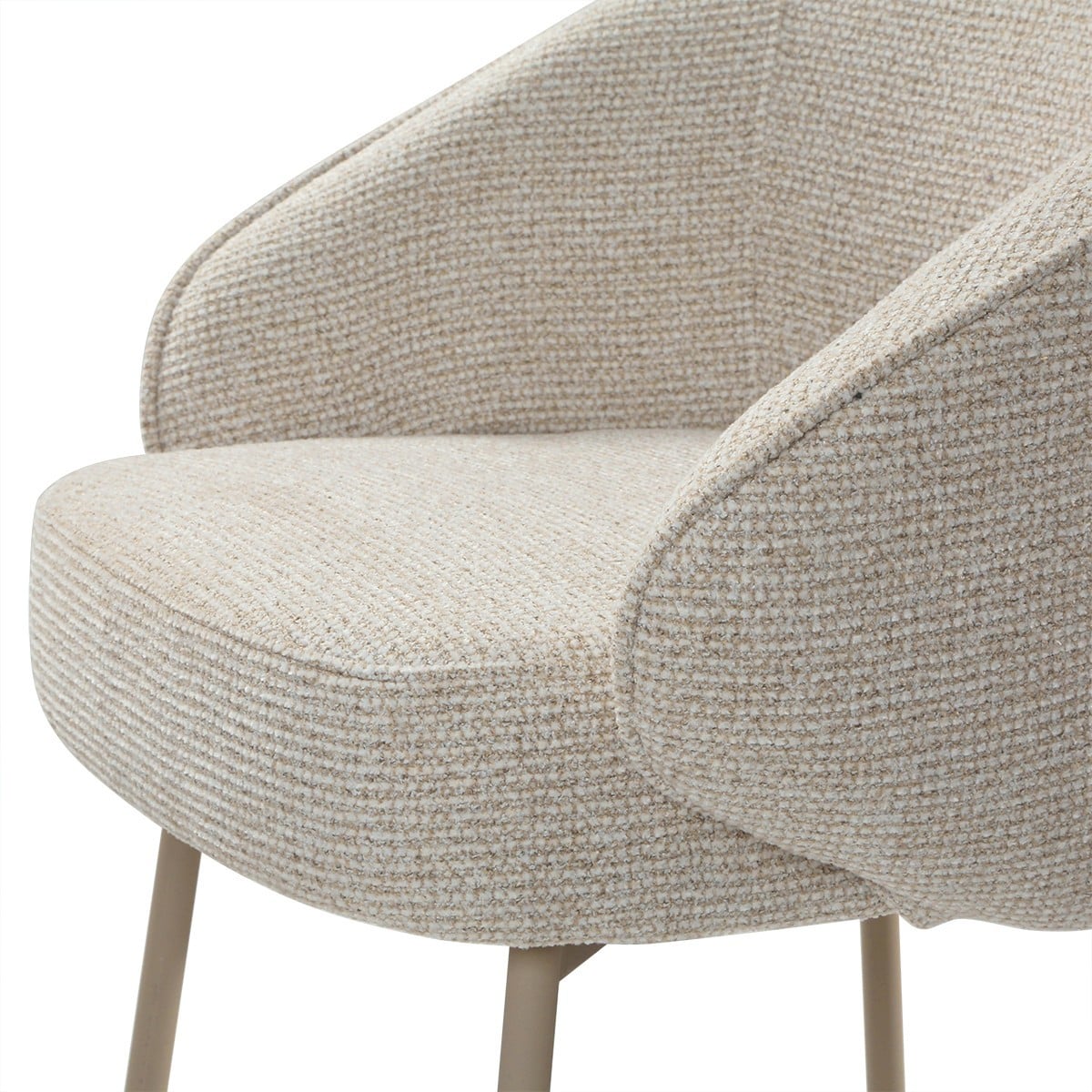 Lot de 2 Chaises en tissu et métal PIA beige, CALICOSY