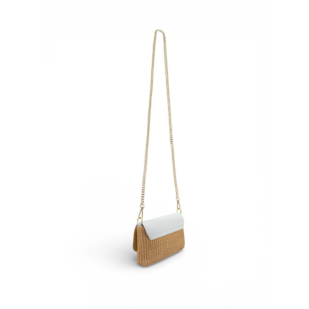 Mini sac en cuir grainé et Raphia BAHIA blanc, OH MY BAG