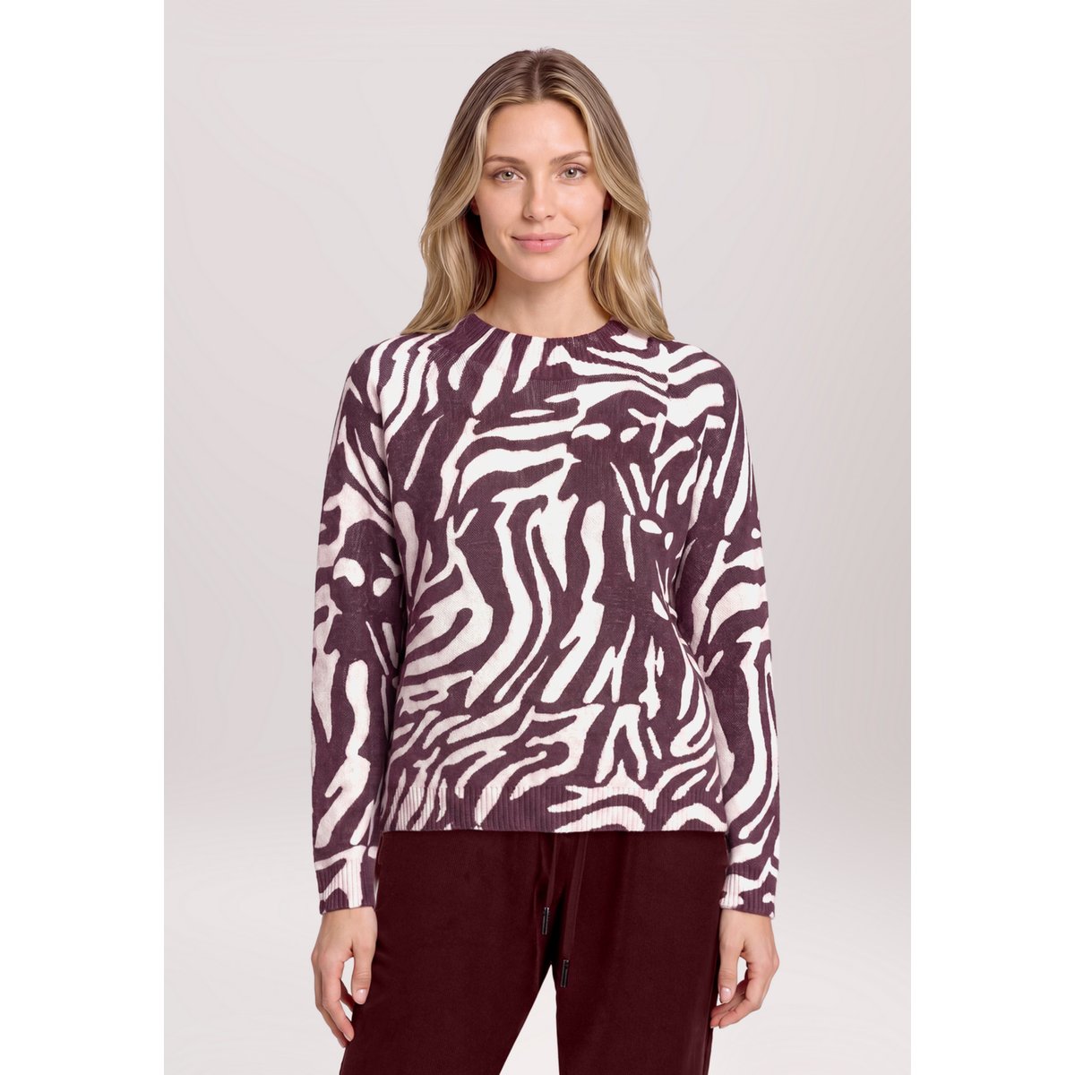 Pull-over en maille à imprimé animalier dark red/cream, BETTY & CO