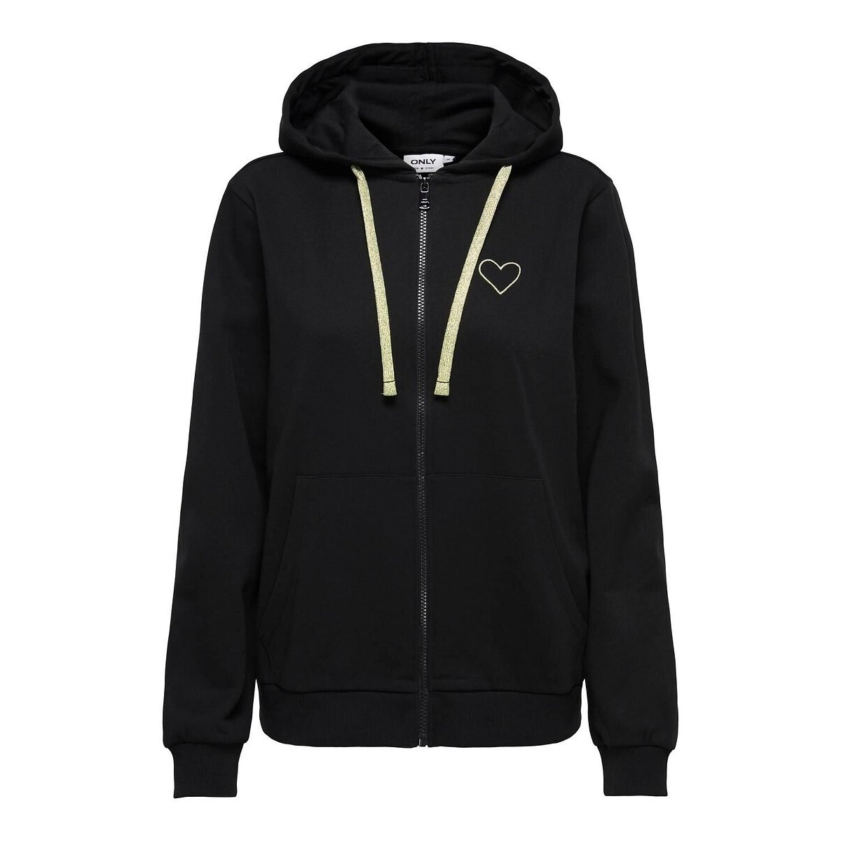 Sweat zippé à capuche noir, ONLY