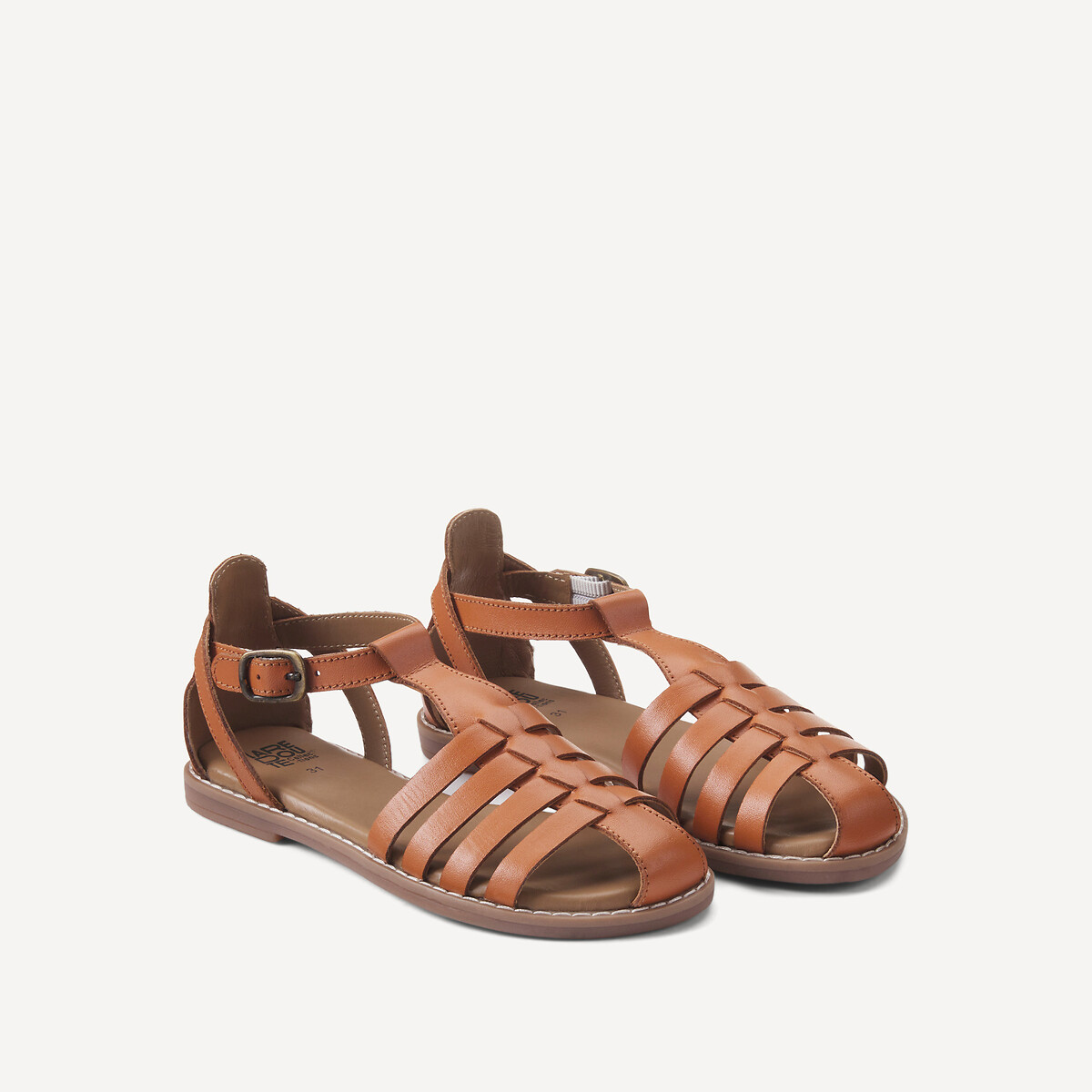 Sandales fermées en cuir camel, LA REDOUTE COLLECTIONS