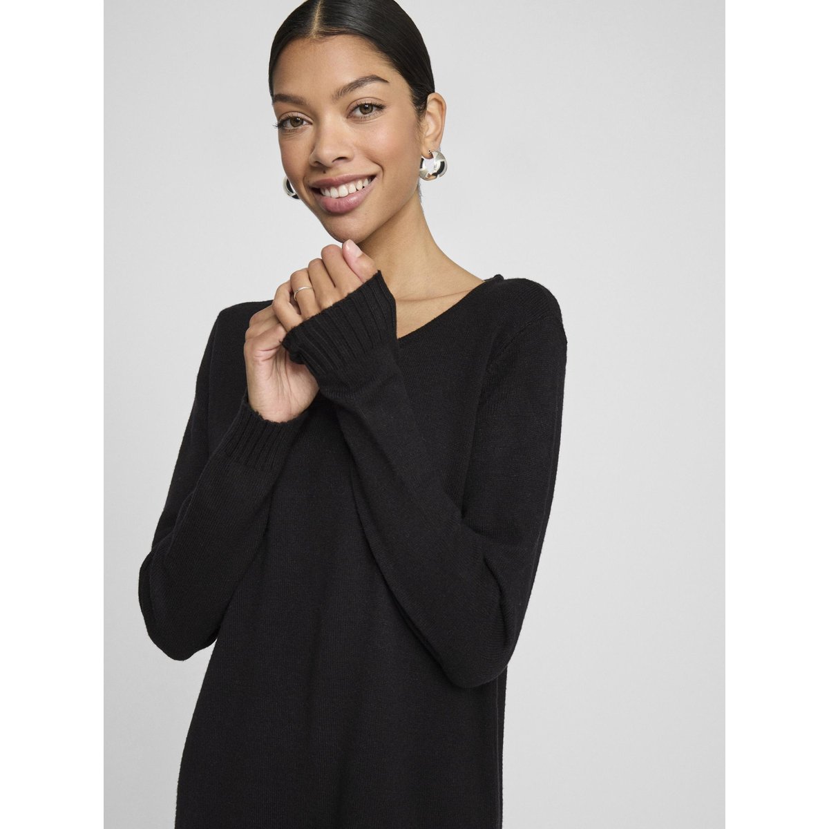 Robe En Maille Manches Longues noir - black, VILA