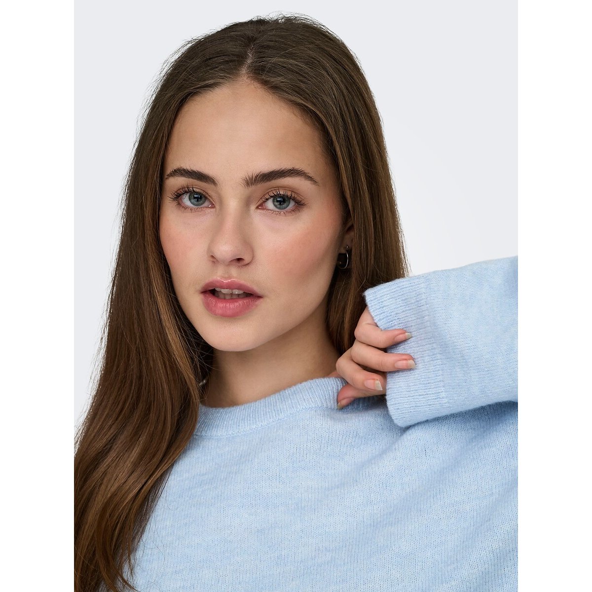 Maglione girocollo maniche lunghe blu chiaro, ONLY