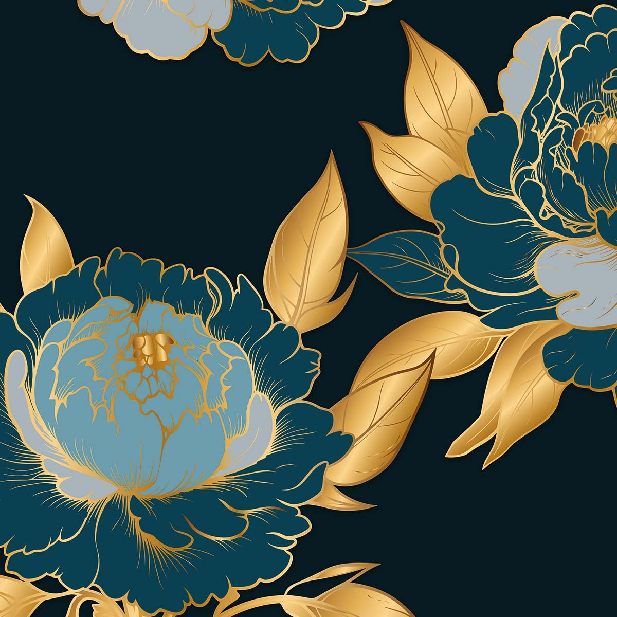 Papier peint magnolia doré intissé, HEXOA