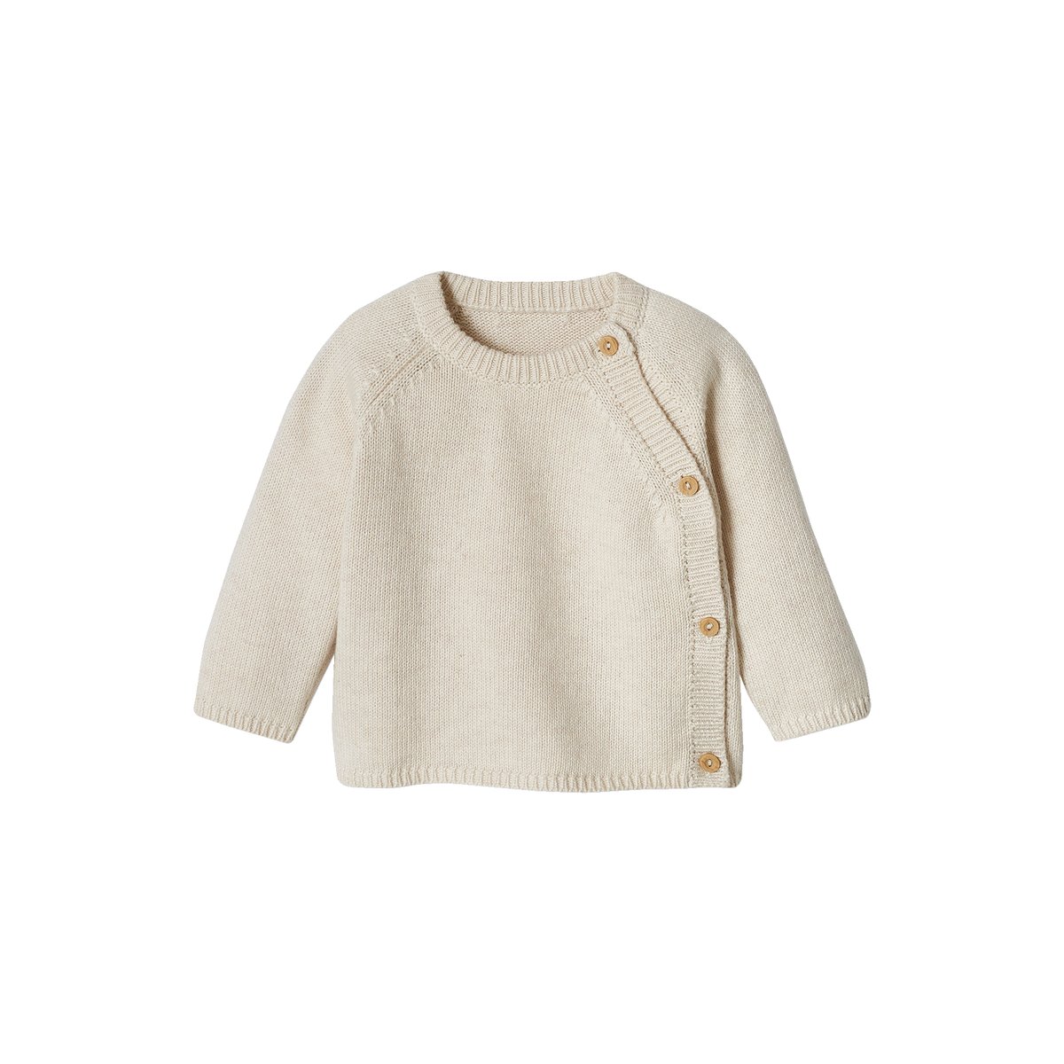 Pull bébé en tricot ouverture devant COTTAGE beige chiné, VERTBAUDET